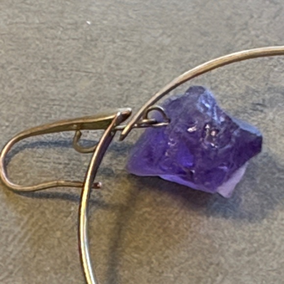 Amethyst Stone Hoop Earrings - Picture 4 of 6